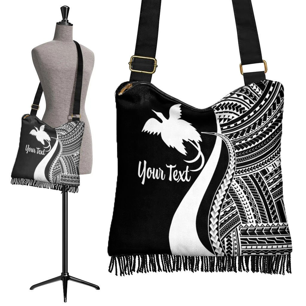 Papua New Guinea Custom Personalised Boho Handbag - White Polynesian Tentacle Tribal Pattern - Polynesian Pride