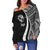 Tonga Women's Off Shoulder Sweater - White Polynesian Tentacle Tribal Pattern - Polynesian Pride