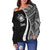 Samoa Women's Off Shoulder Sweater - White Polynesian Tentacle Tribal Pattern - Polynesian Pride