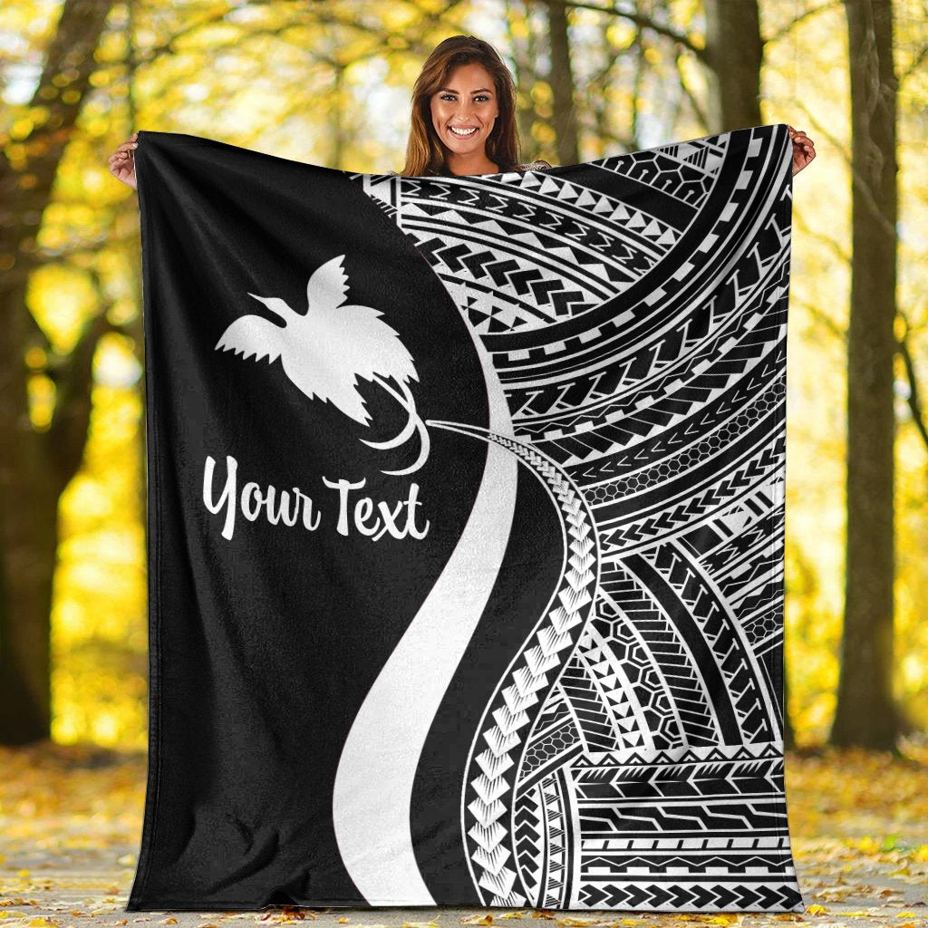 Papua New Guinea Custom Personalised Premium Blanket - White Polynesian Tentacle Tribal Pattern - Polynesian Pride