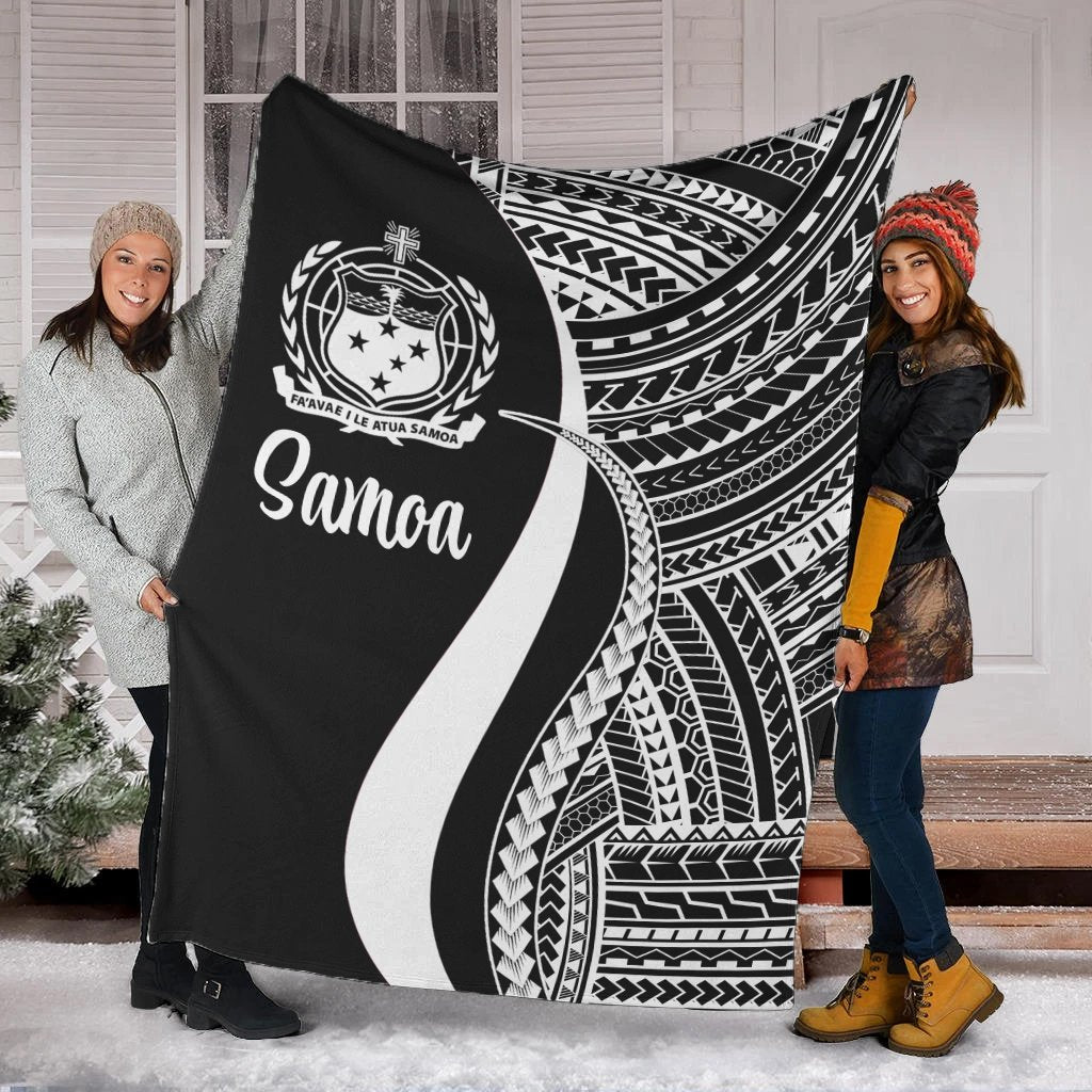 Samoa Premium Blanket - White Polynesian Tentacle Tribal Pattern White - Polynesian Pride