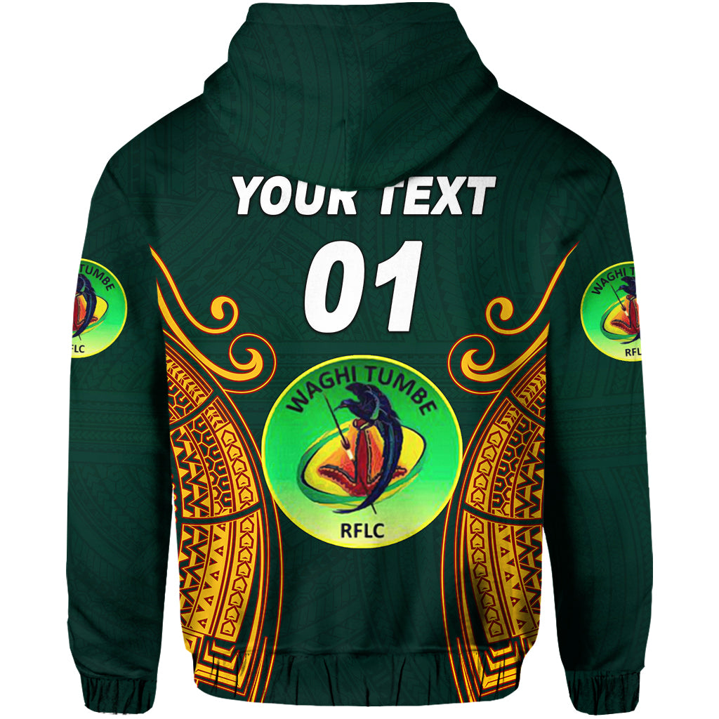 Custom Papua New Guinea Waghi Tumbes Hoodie Rugby Green, Custom Text and Number LT8 - Polynesian Pride