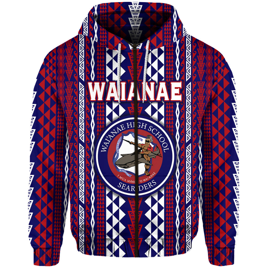 Hawaii Waianae High School Zip Hoodie Seariders Simple Style LT8 - Polynesian Pride