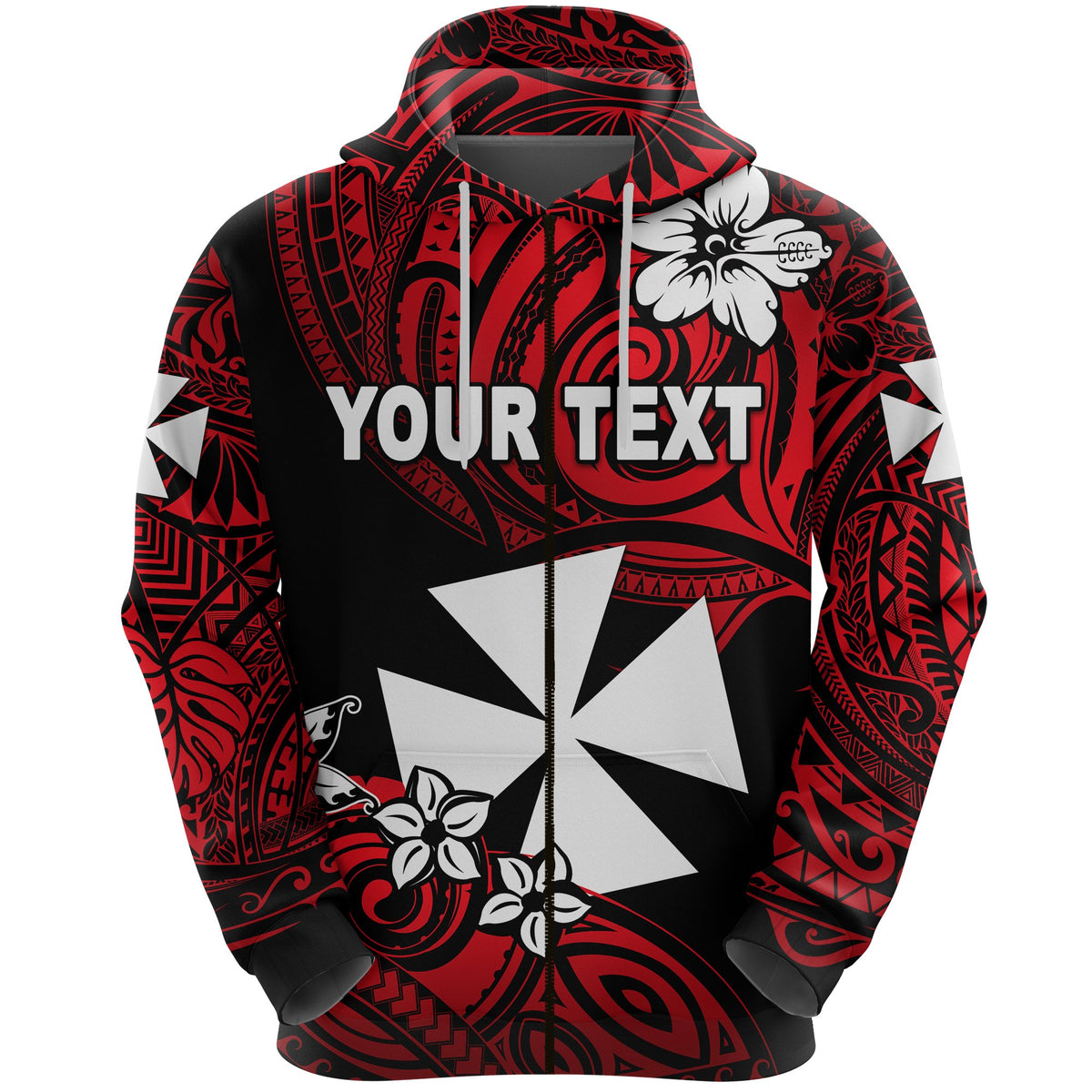 Custom Wallis and Futuna Rugby Zip Hoodie Unique Vibes Unisex Red - Polynesian Pride