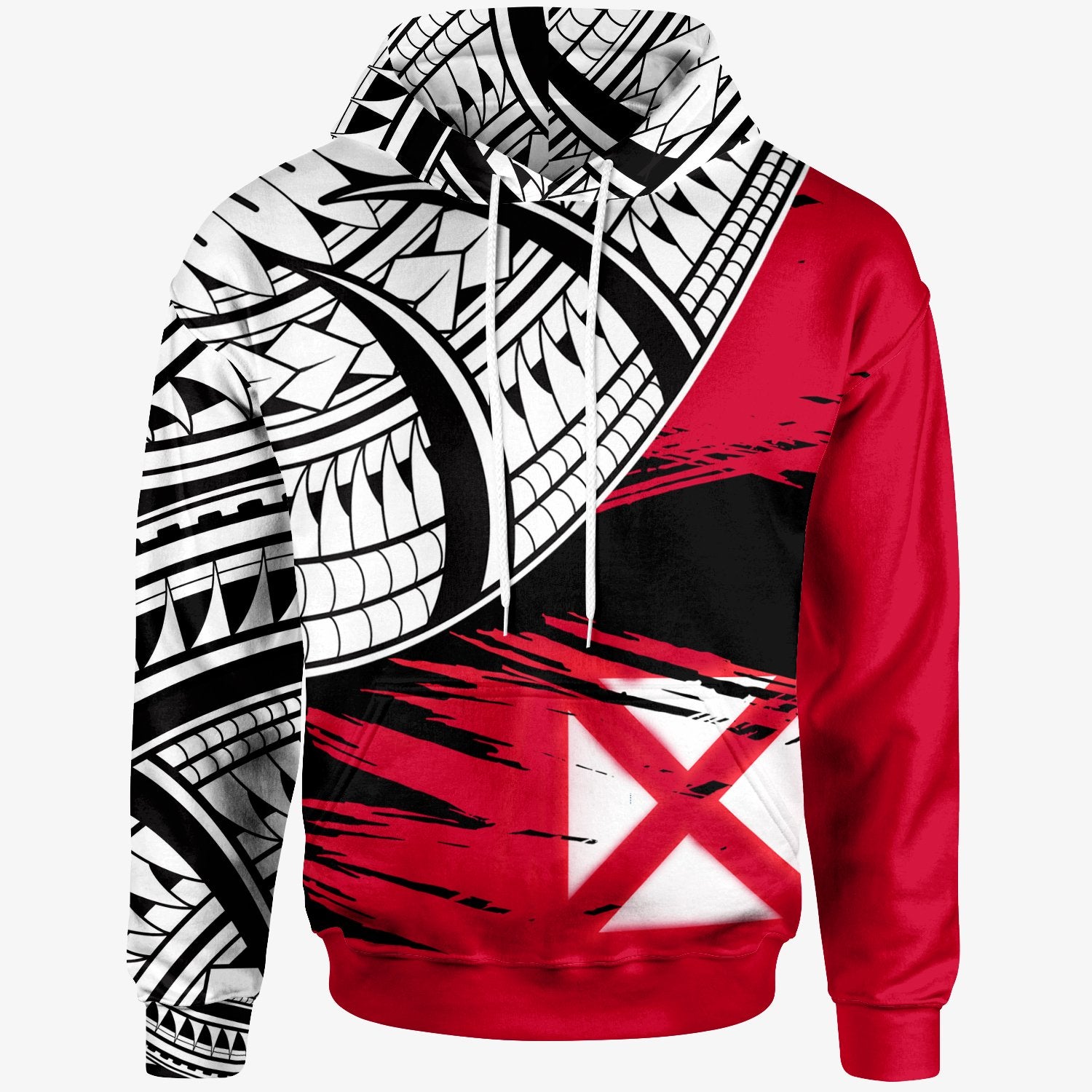 Wallis & Futuna Custom Hoodie Wallis & Futuna Flag Style With Claw Pattern Unisex Red - Polynesian Pride