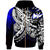 Wallis & Futuna Zip Hoodie Tribal Jungle Pattern Blue Color Unisex Blue - Polynesian Pride