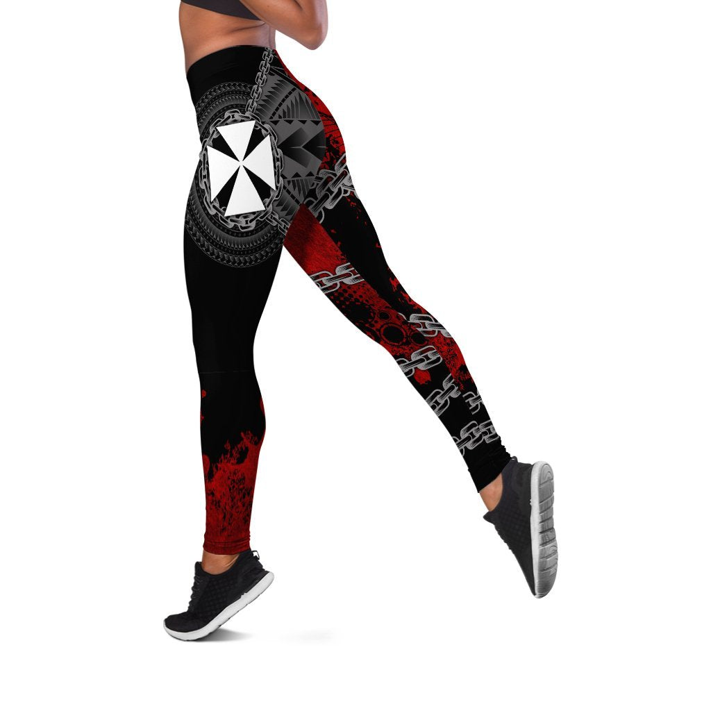 Wallis and Futuna Polynesian Women's Leggings - Polynesian Chain Style Black - Polynesian Pride