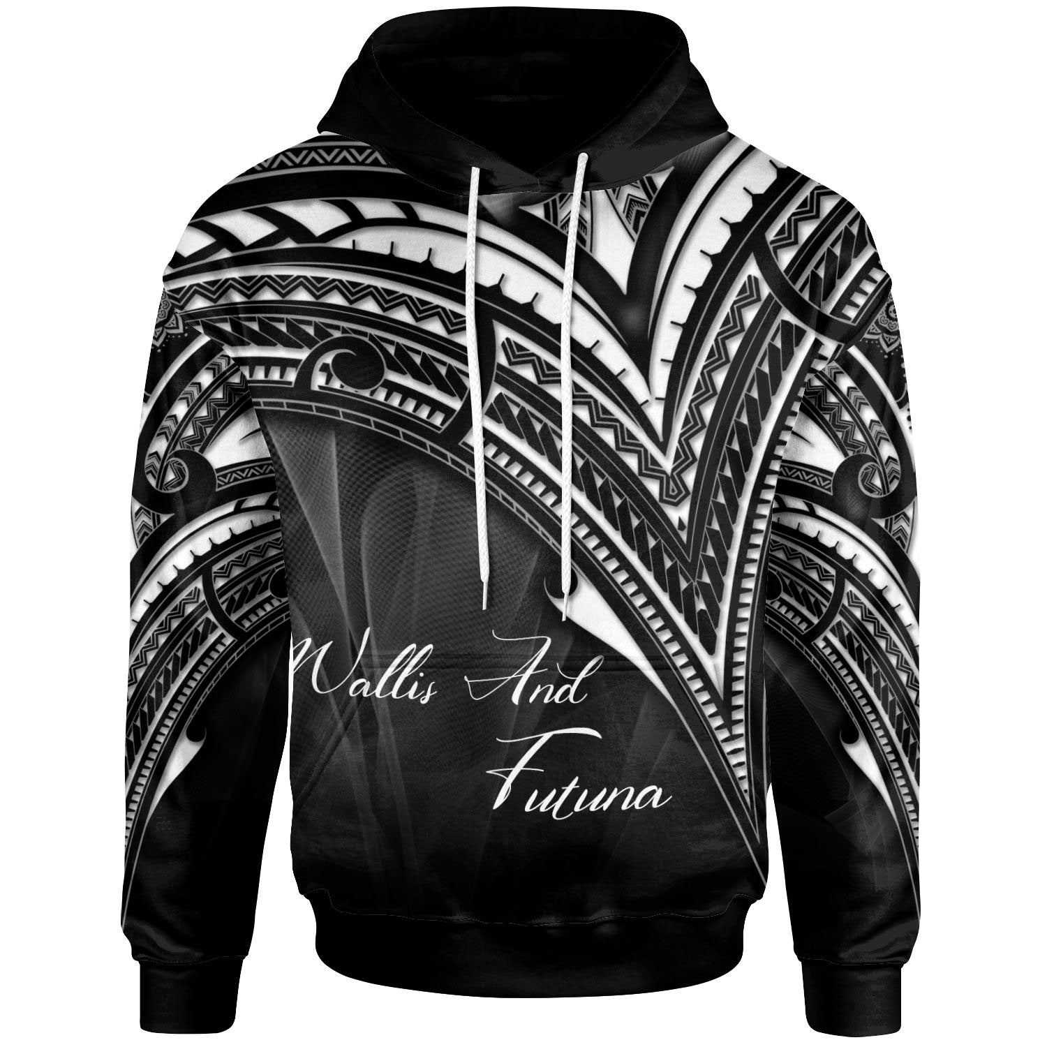 Wallis and Futuna Hoodie Cross Style Unisex Black - Polynesian Pride