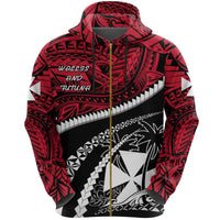 Wallis and Futuna Tapa Zip Hoodie Polynesian Shark Tattoo Unisex Red - Polynesian Pride