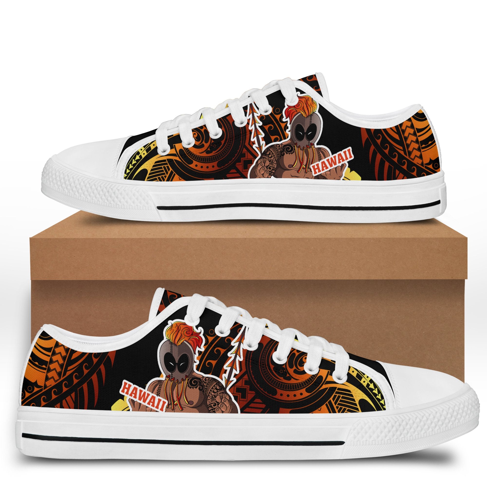 Hawaii Warrior Helmet Polynesian Low Top Shoes - Ron Style - AH - Polynesian Pride