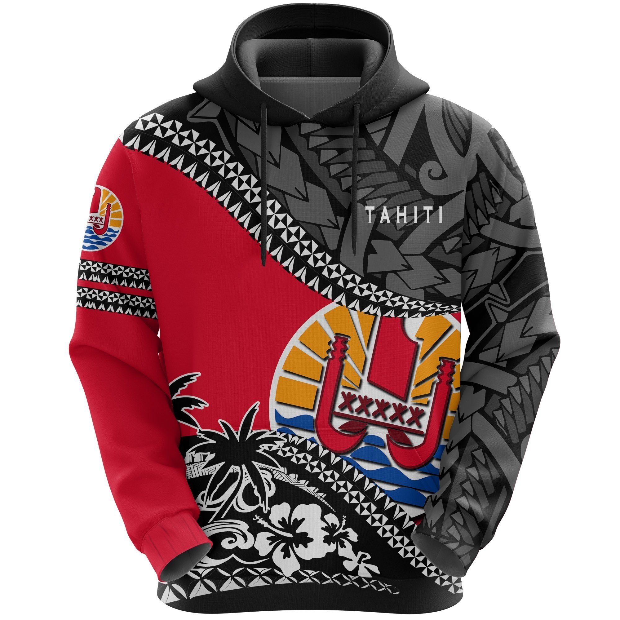 Tahiti Hoodie Fall In The Wave K7 Unisex Red - Polynesian Pride