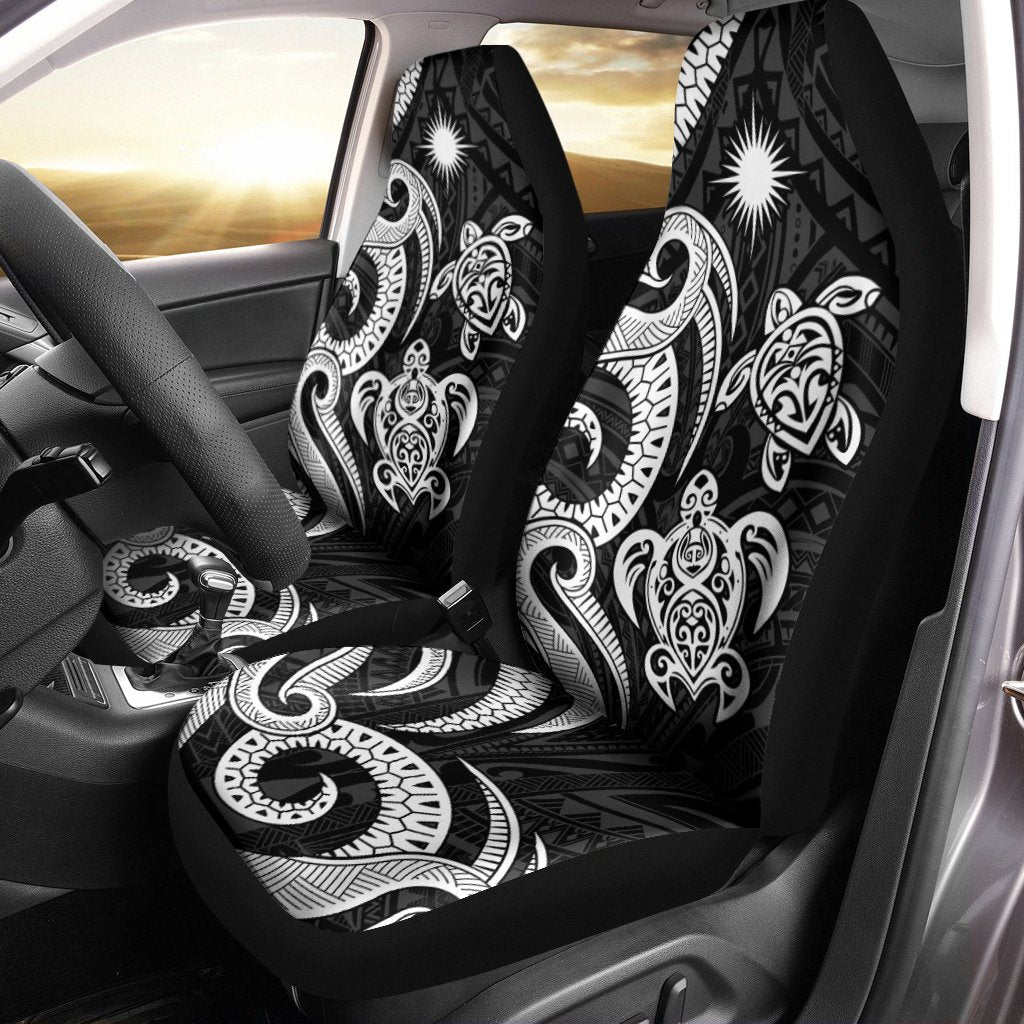 Northern Mariana Islands Car Seat Covers - White Tentacle Turtle Universal Fit White - Polynesian Pride