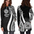 American Samoa Women's Hoodie Dress - White Polynesian Tentacle Tribal Pattern - Polynesian Pride