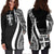 Fiji Women's Hoodie Dress - White Polynesian Tentacle Tribal Pattern - Polynesian Pride