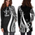 Kosrae Women's Hoodie Dress - White Polynesian Tentacle Tribal Pattern - Polynesian Pride