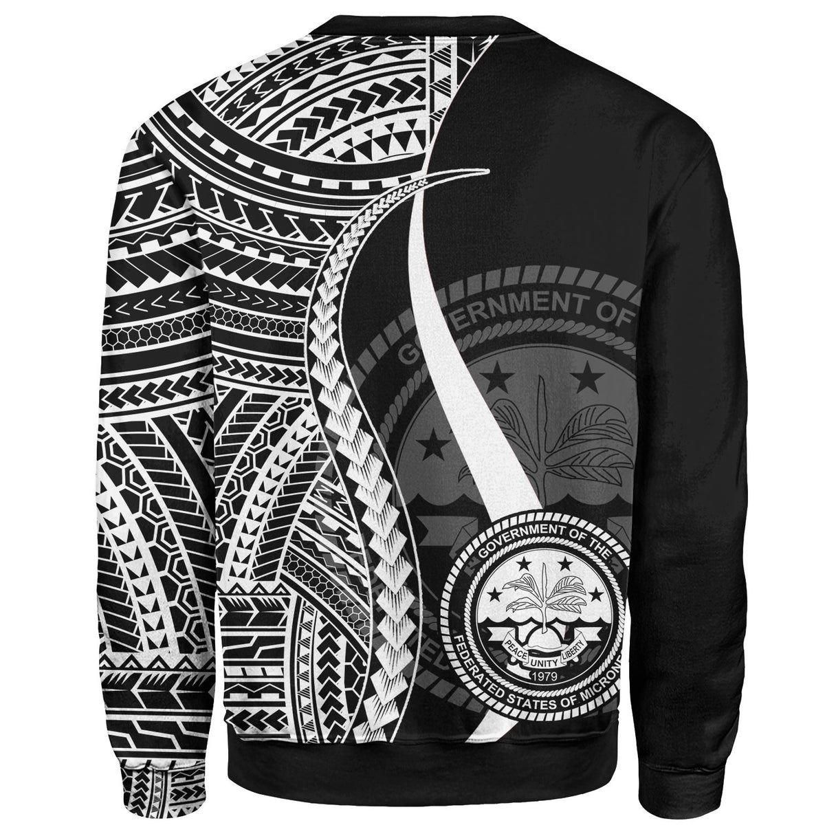 Federated States of Micronesia Sweatshirt - White Polynesian Tentacle Tribal Pattern - Polynesian Pride