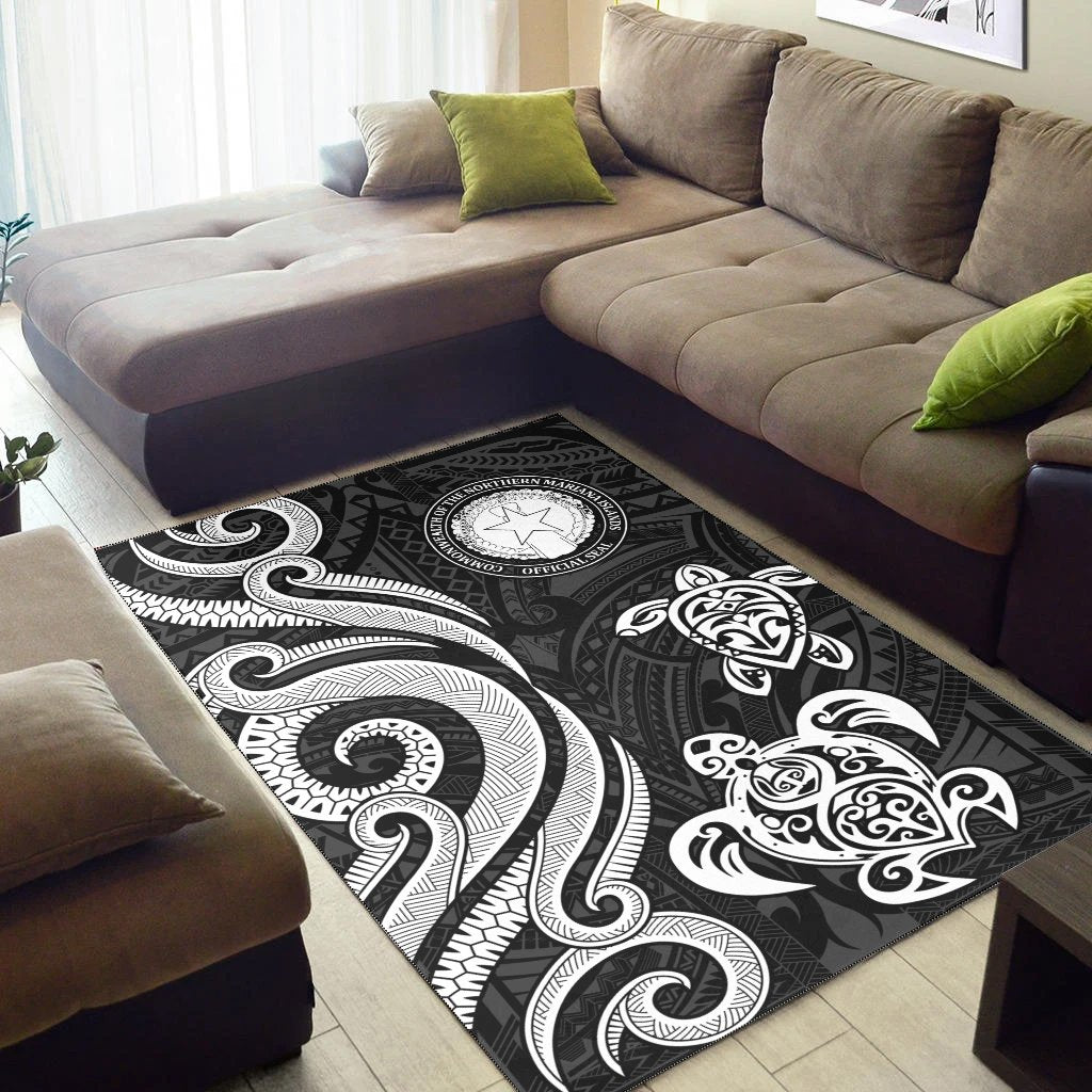 Northern Mariana Islands Area Rug - White Tentacle Turtle - Polynesian Pride