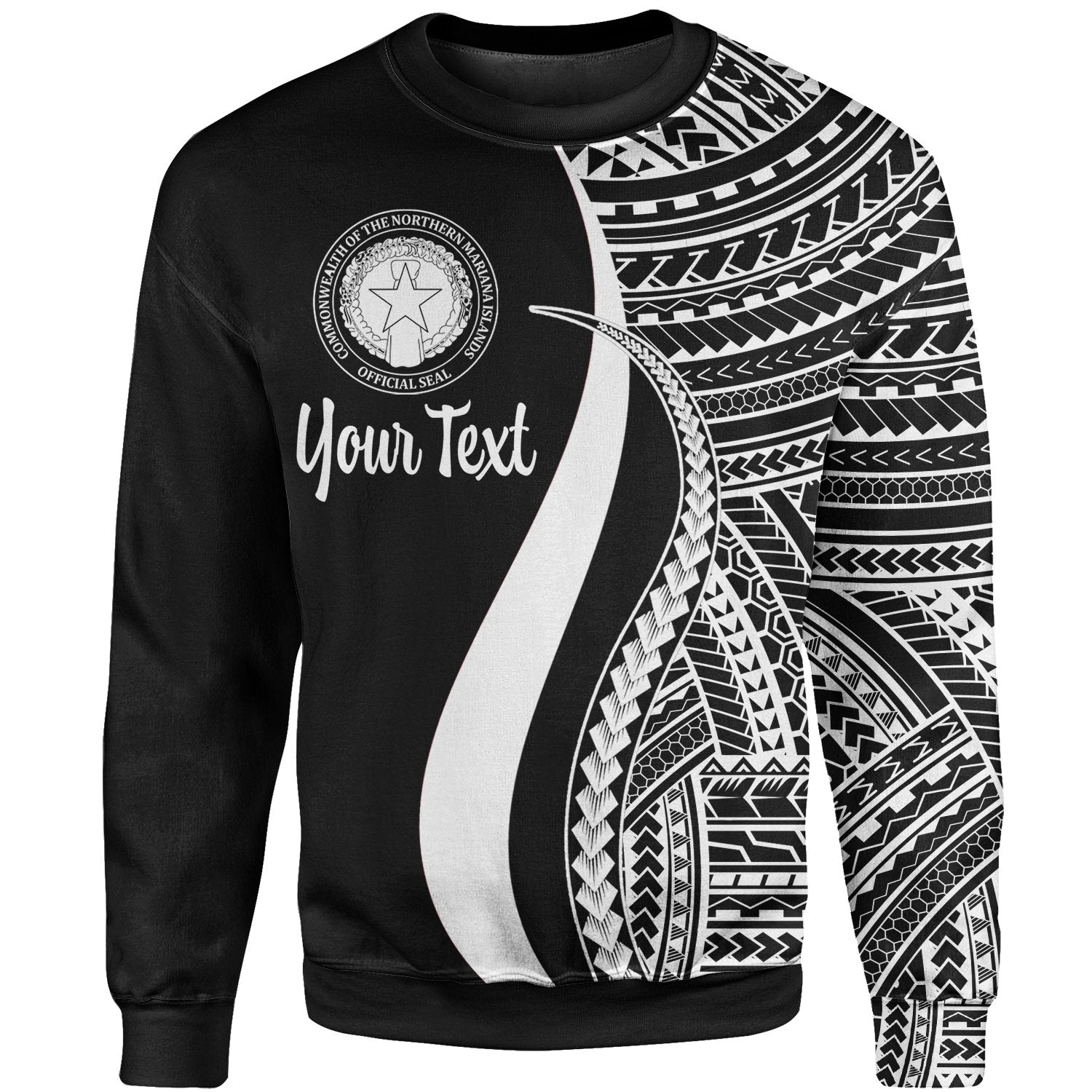 Northern Mariana Islands Custom Personalised Sweatshirt - White Polynesian Tentacle Tribal Pattern Unisex White - Polynesian Pride