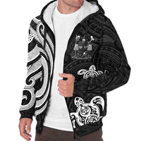 Fiji Sherpa Hoodie - White Tentacle Turtle Crest - Polynesian Pride