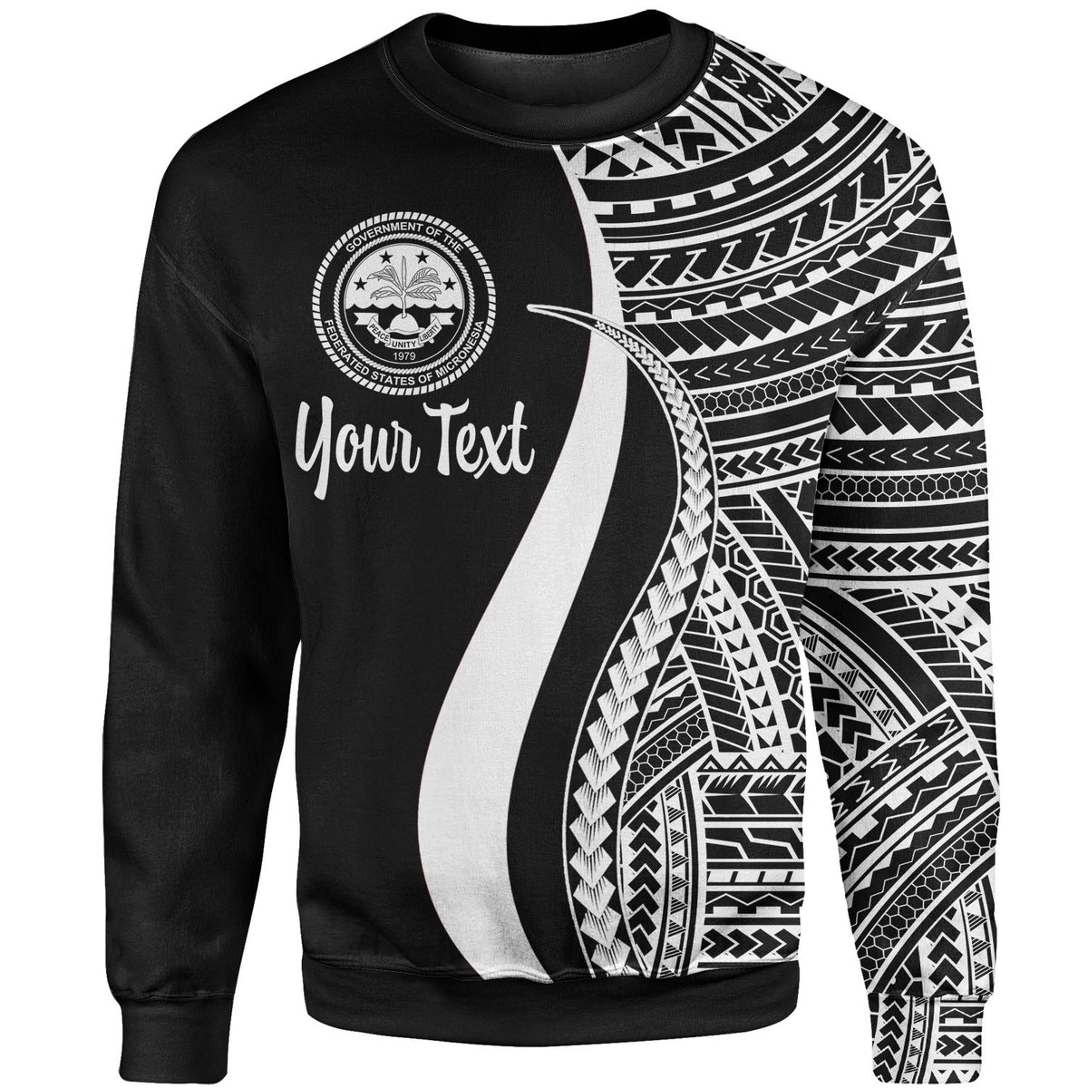 Federated States of Micronesia Custom Personalised Sweatshirt - White Polynesian Tentacle Tribal Pattern Unisex White - Polynesian Pride