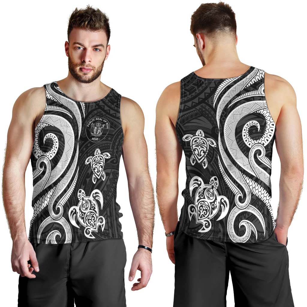 Niue Men's Tank Top - White Tentacle Turtle - Polynesian Pride