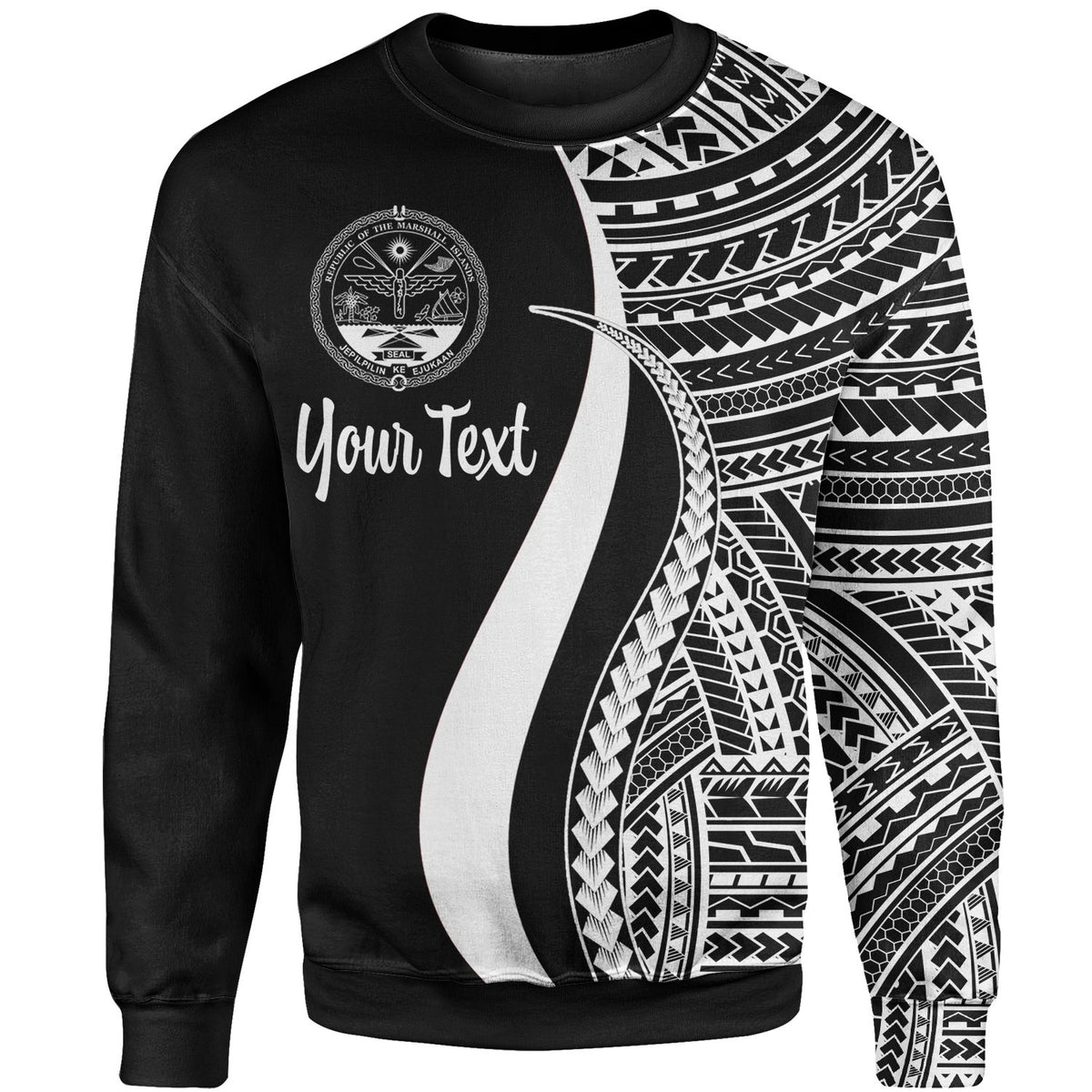 Marshall Islands Custom Personalised Sweatshirt - White Polynesian Tentacle Tribal Pattern Crest - Polynesian Pride