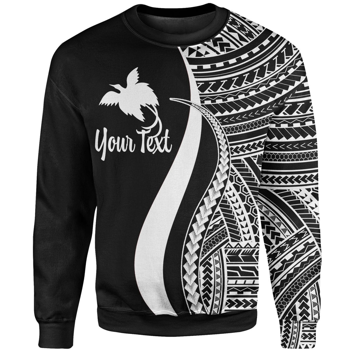 Papua New Guinea Custom Personalised Sweatshirt - White Polynesian Tentacle Tribal Pattern Unisex White - Polynesian Pride