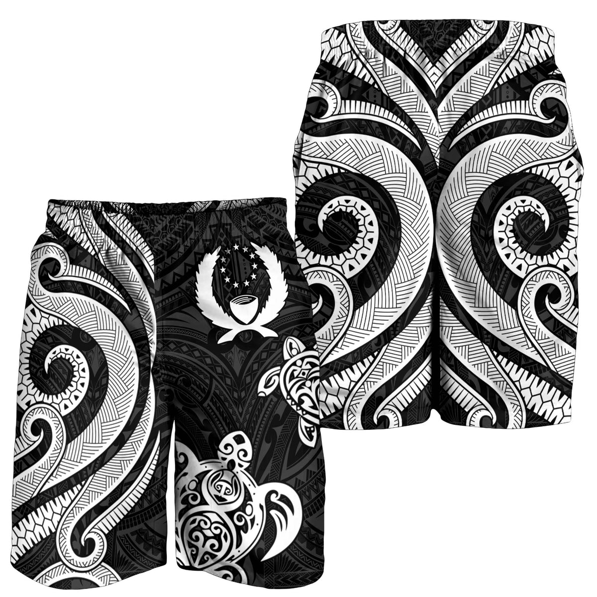 Pohnpei Men's Short - White Tentacle Turtle - Polynesian Pride