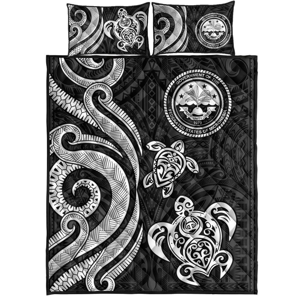 Federated States of Micronesia Quilt Bed Set - White Tentacle Turtle - Polynesian Pride