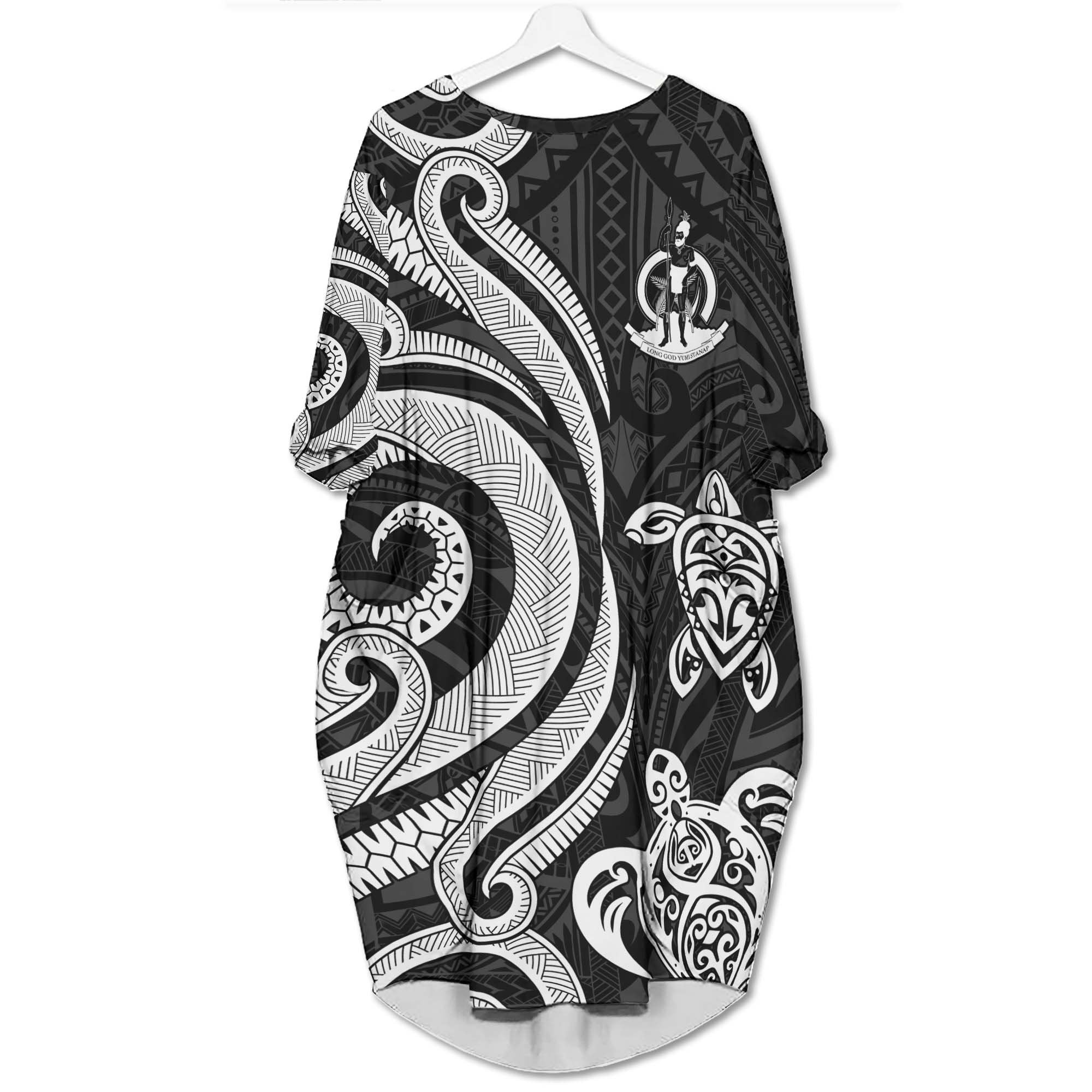 Vanuatu Batwing Pocket Dress - White Tentacle Turtle Women White - Polynesian Pride