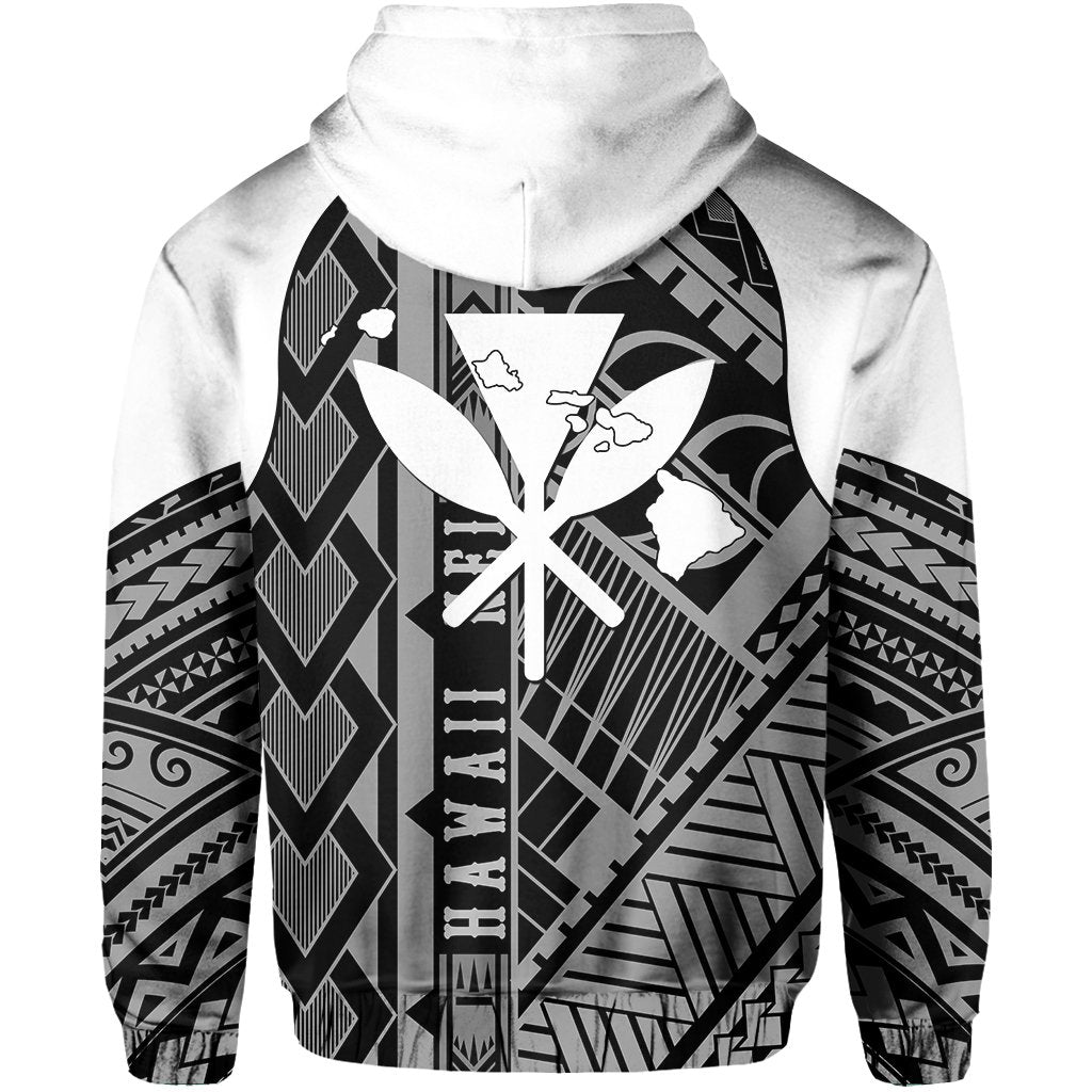 Hawaii Nei Hoodie Zip up Polynesian White - Polynesian Pride
