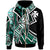 Wallis & Futuna Zip Hoodie Tribal Flower Special Pattern Green Color Unisex Green - Polynesian Pride