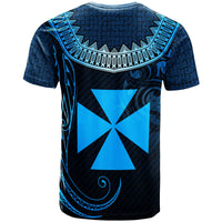 Wallis and Futuna Custom T Shirt Serrated Pattern Blue Color Unisex Blue - Polynesian Pride