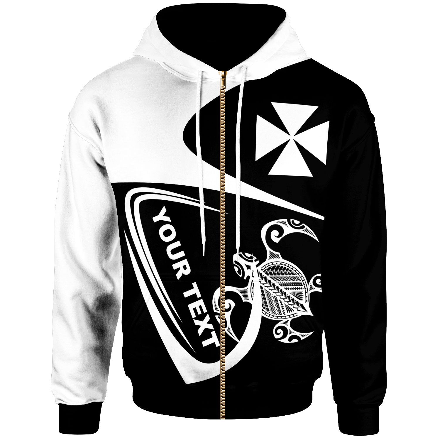 Wallis and Futuna Custom Zip Hoodie Street Style Unisex Black - Polynesian Pride