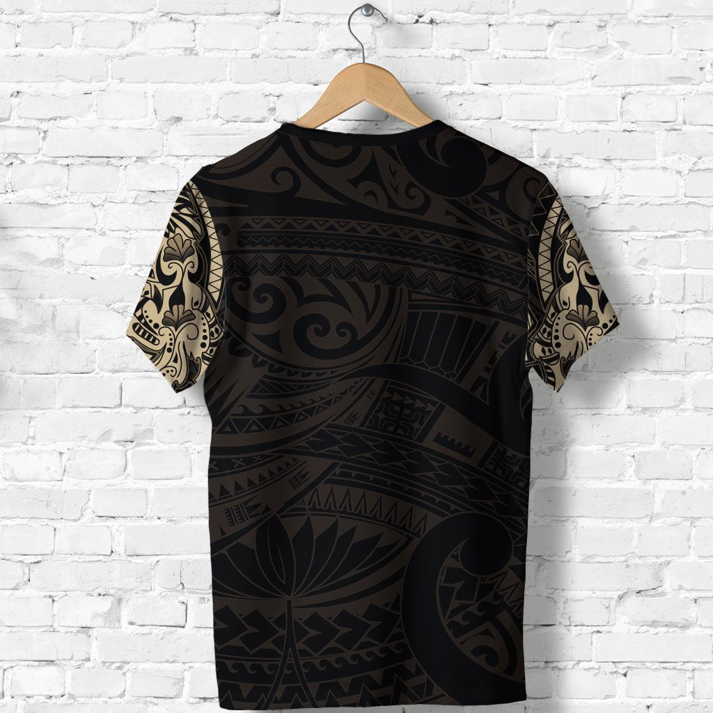 New Zealand Shirt, Maori Tattoo Wolf Dragon T Shirt Gold - Polynesian Pride