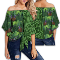 Hawaii Kalo Polynesian Women's Off Shoulder Wrap Waist Top - Melio Style - AH - Polynesian Pride