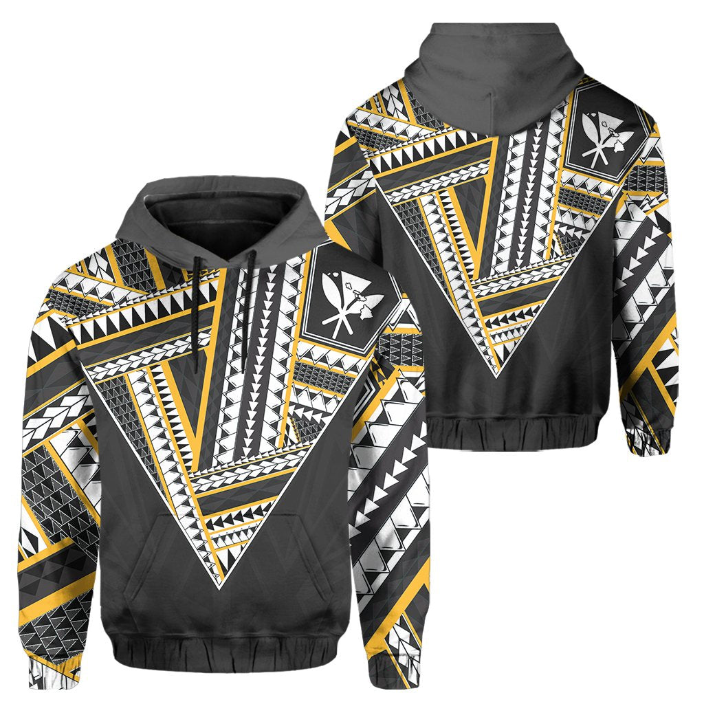 Hawaii Hoodie Football Jersey Style Gray and Yellow Unisex Gray - Polynesian Pride