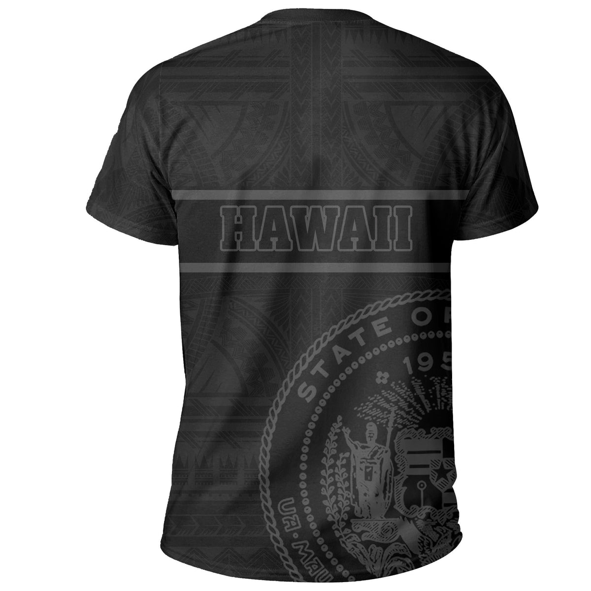 Hawaii Coat of Arms Kanaka Polynesian T Shirt Gray - Polynesian Pride