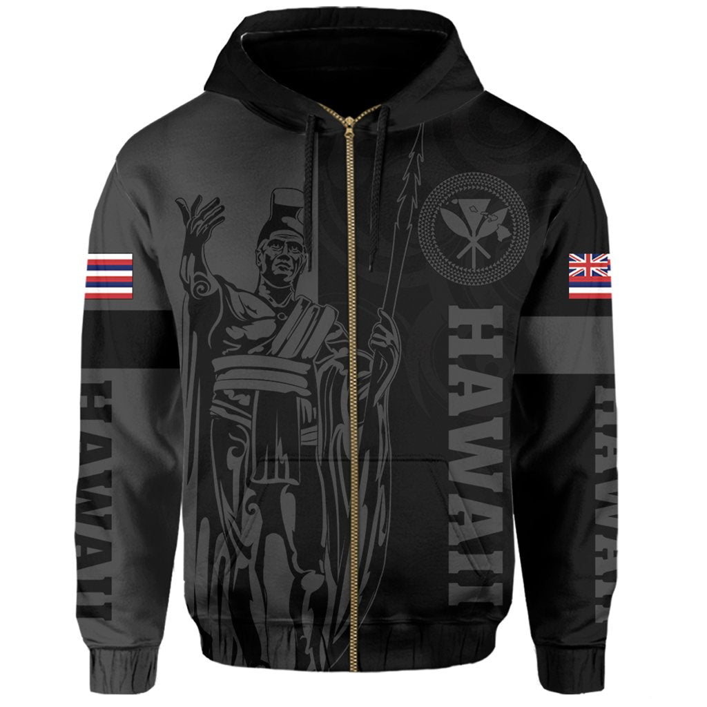 Hawaii King Polynesian Hoodie (Zip up) Lawla Style Gray - Polynesian Pride