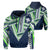 Hawaii Hoodie Football Jersey Style Navy and Green Unisex Blue - Polynesian Pride