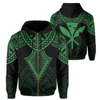 Hawaii Polynesian Hoodie Limited (Zip up) Tab Style Green Unisex Art - Polynesian Pride