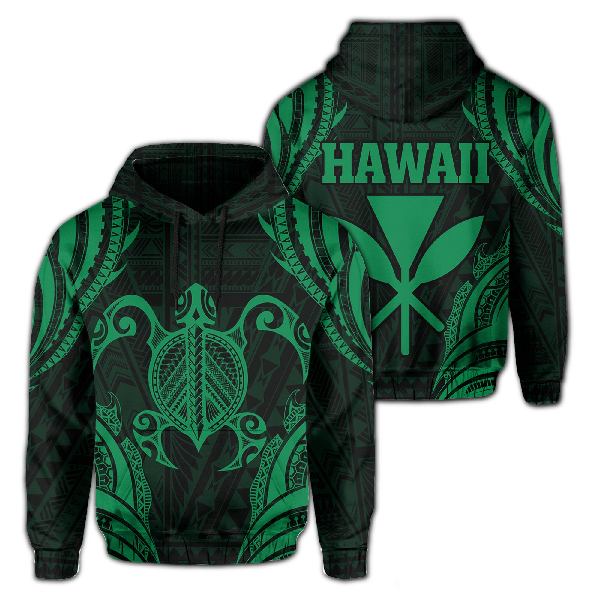 Polynesian Turtle Kanaka Maoli Hawaii Hoodie Green Unisex Green - Polynesian Pride