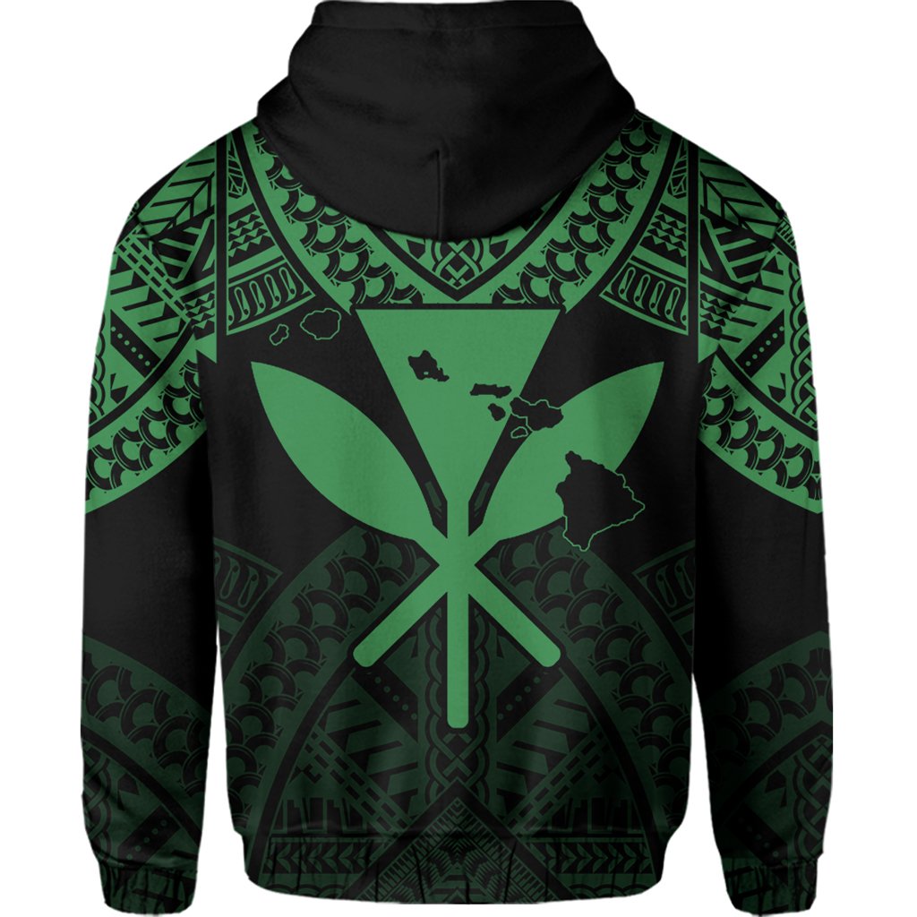 Hawaii Polynesian Hoodie Limited (Zip up) Tab Style Green - Polynesian Pride