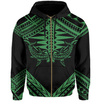 Hawaii Shark Polynesian Kanaka Green Hoodie (Zip up) Candy Style - Polynesian Pride