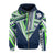 Hawaii Hoodie Zip Football Jersey Style Navy and Green - Polynesian Pride