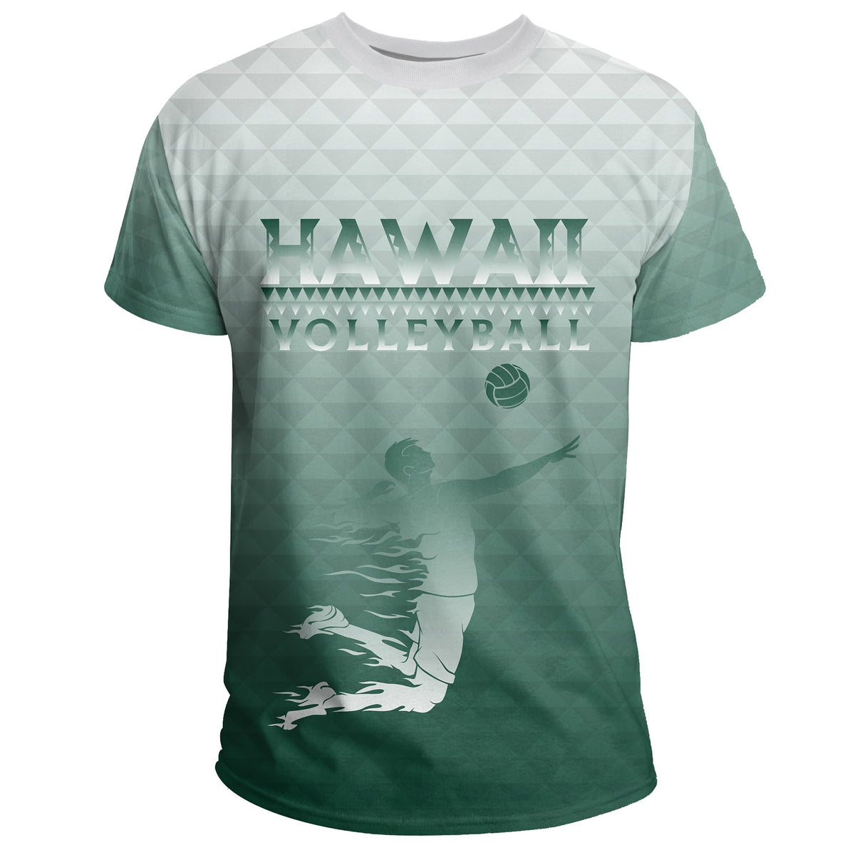 Volleyball Sport Hawaii Kakau T Shirt Green Mix - Polynesian Pride