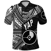 FSM Yap Polo Shirt Happy Independence Day Original Vibes Black LT8 - Polynesian Pride
