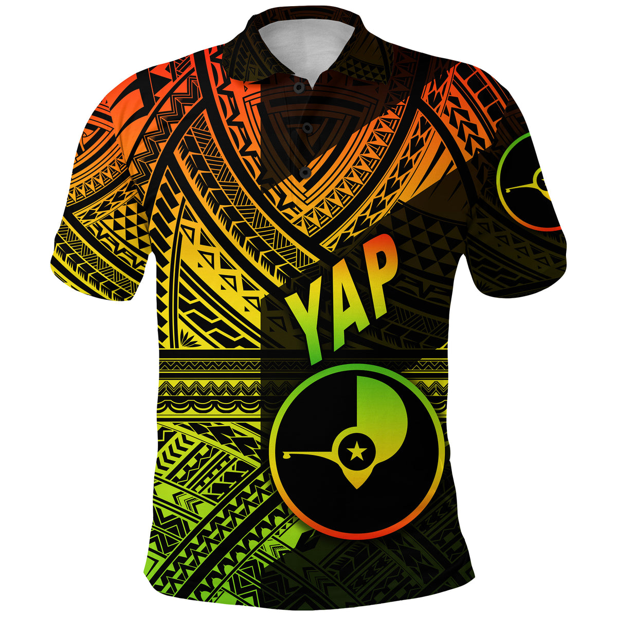 Custom FSM Yap Polo Shirt Original Style Reggae LT8 - Polynesian Pride