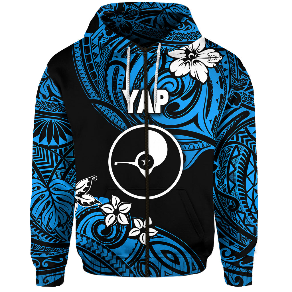 FSM Yap Zip Hoodie Unique Vibes Blue LT8 - Polynesian Pride