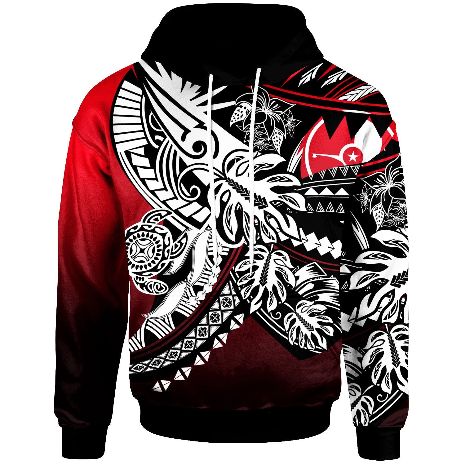 Yap Hoodie Tribal Jungle Pattern Red Color Unisex Red - Polynesian Pride